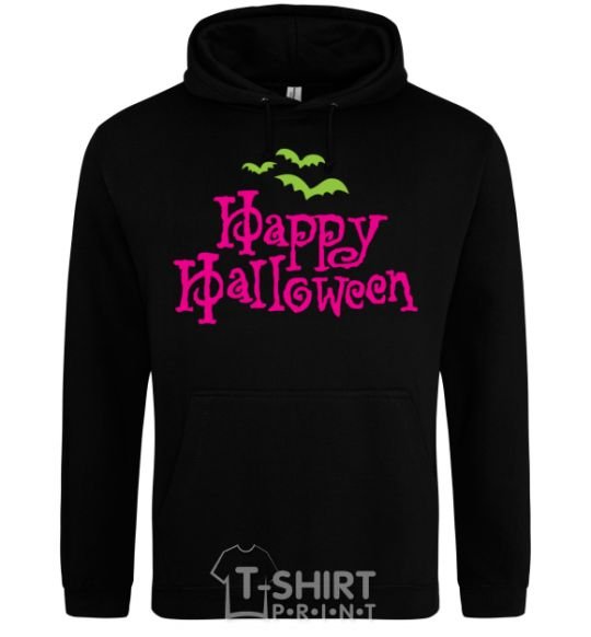 Men`s hoodie HAPPY Halloween PINK black фото