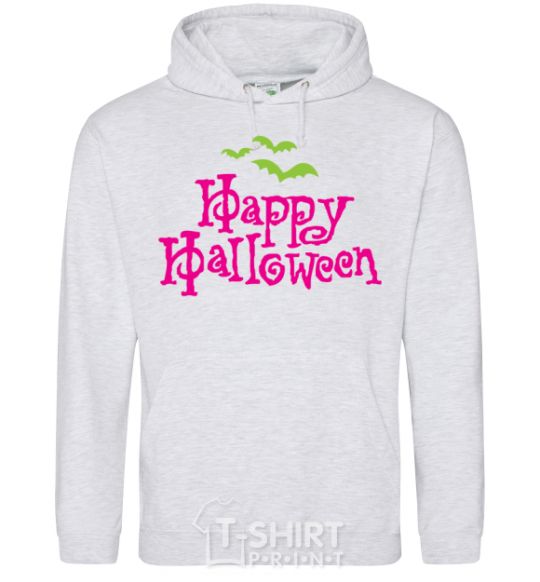 Men`s hoodie HAPPY Halloween PINK sport-grey фото