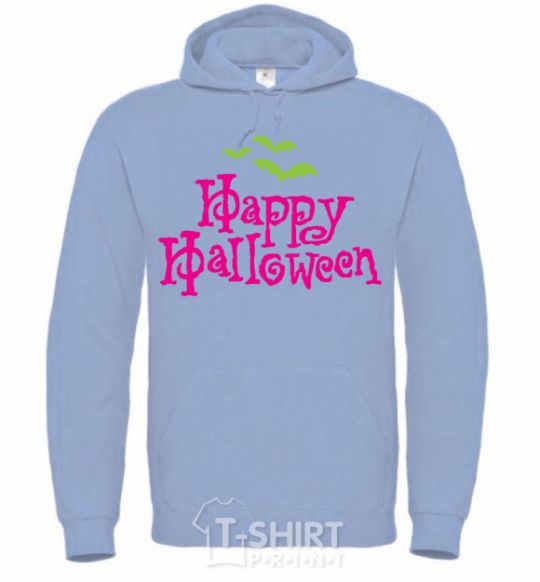 Men`s hoodie HAPPY Halloween PINK sky-blue фото