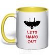 Mug with a colored handle LETS HANG OUT yellow фото