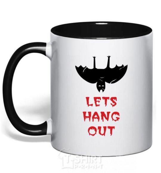 Mug with a colored handle LETS HANG OUT black фото