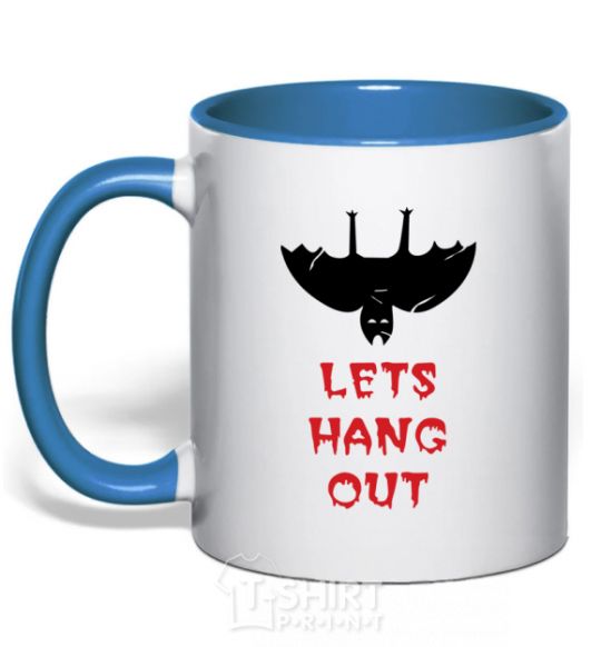 Mug with a colored handle LETS HANG OUT royal-blue фото