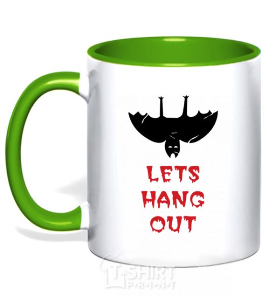 Mug with a colored handle LETS HANG OUT kelly-green фото