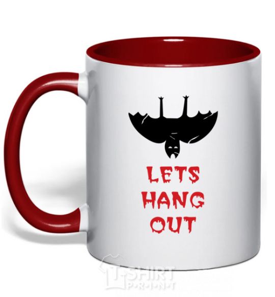 Mug with a colored handle LETS HANG OUT red фото