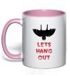 Mug with a colored handle LETS HANG OUT light-pink фото