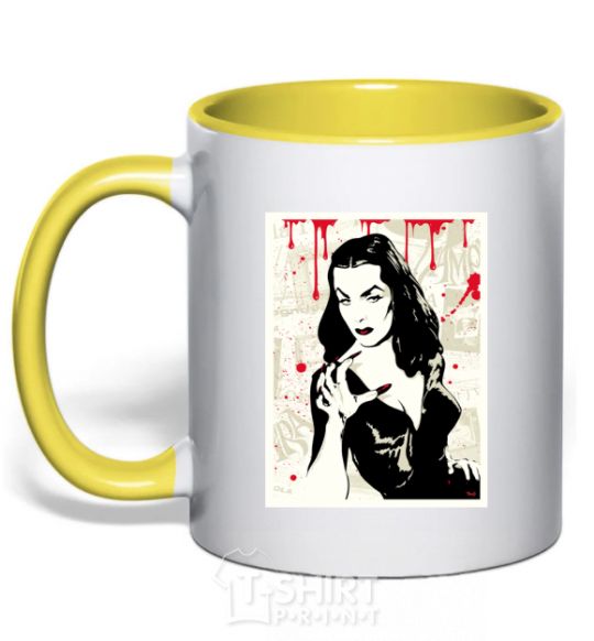 Mug with a colored handle Vampiress yellow фото
