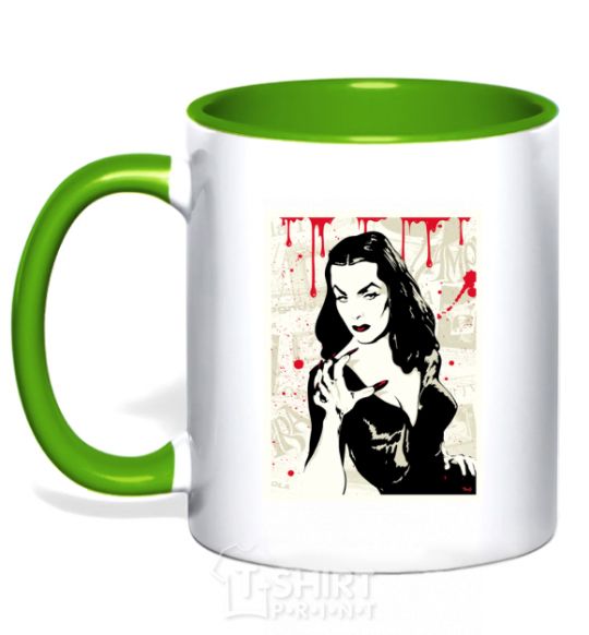 Mug with a colored handle Vampiress kelly-green фото
