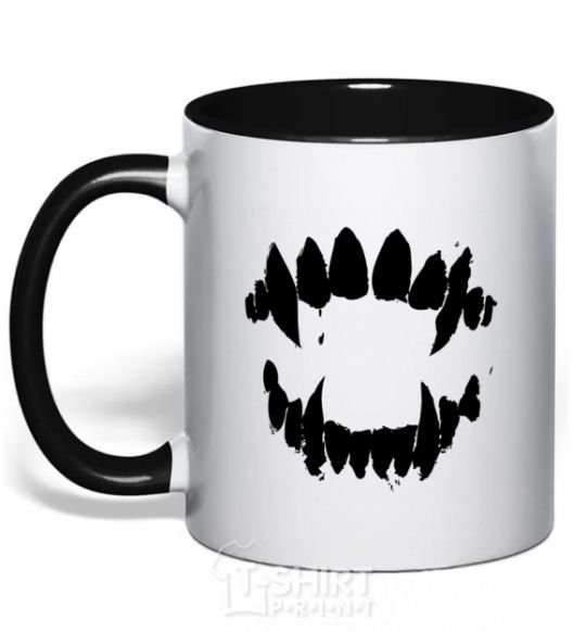 Mug with a colored handle Fangs black фото
