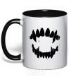 Mug with a colored handle Fangs black фото