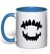 Mug with a colored handle Fangs royal-blue фото