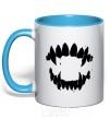 Mug with a colored handle Fangs sky-blue фото