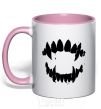 Mug with a colored handle Fangs light-pink фото