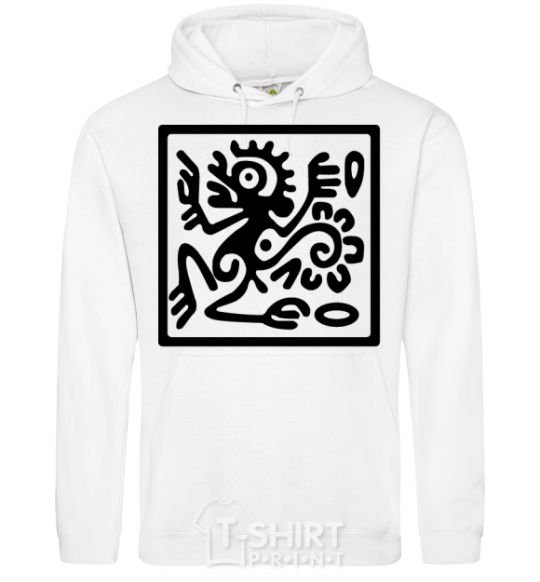 Men`s hoodie Monkey pattern White фото