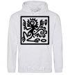 Men`s hoodie Monkey pattern sport-grey фото