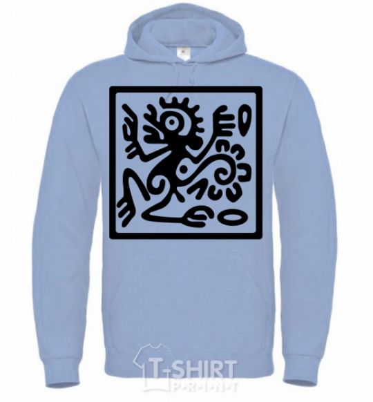 Men`s hoodie Monkey pattern sky-blue фото