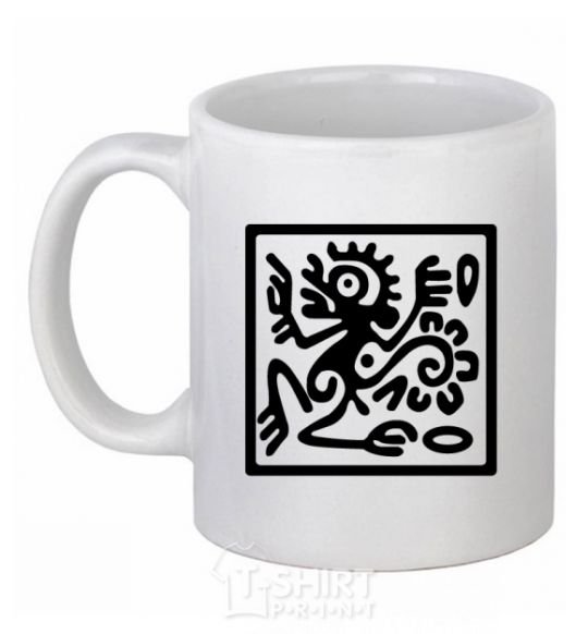 Ceramic mug Monkey pattern White фото