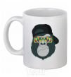 Ceramic mug Monkey in glass White фото