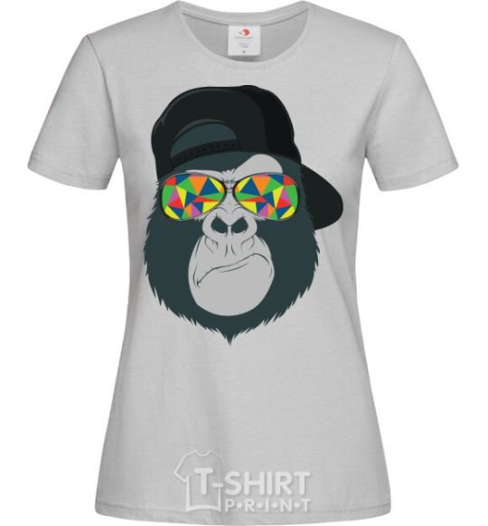 Женская футболка Monkey in glass Серый фото