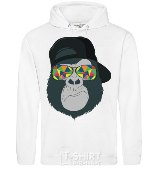 Men`s hoodie Monkey in glass White фото