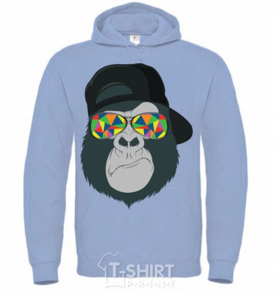 Men`s hoodie Monkey in glass sky-blue фото