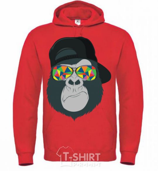 Men`s hoodie Monkey in glass bright-red фото