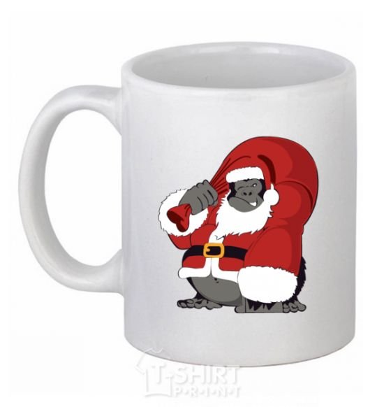 Ceramic mug Gorilla Santa White фото