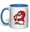 Mug with a colored handle Gorilla Santa royal-blue фото