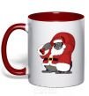 Mug with a colored handle Gorilla Santa red фото