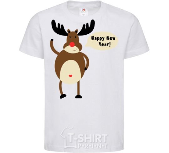 Kids T-shirt Christmas Deer White фото