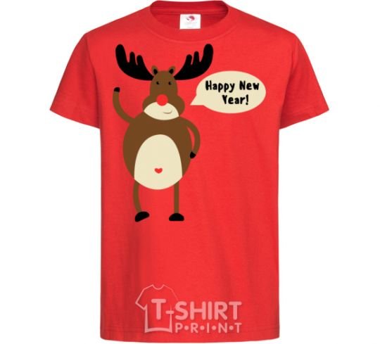 Kids T-shirt Christmas Deer red фото