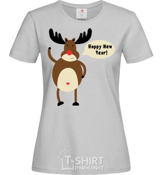 Women's T-shirt Christmas Deer grey фото