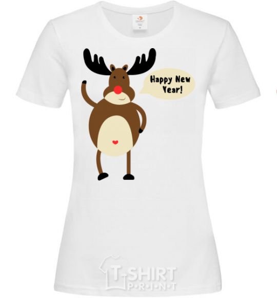 Women's T-shirt Christmas Deer White фото