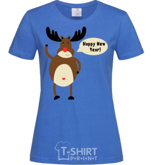 Women's T-shirt Christmas Deer royal-blue фото