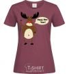 Women's T-shirt Christmas Deer burgundy фото