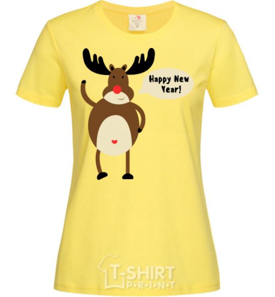 Women's T-shirt Christmas Deer cornsilk фото