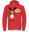 Men`s hoodie Christmas Deer bright-red фото