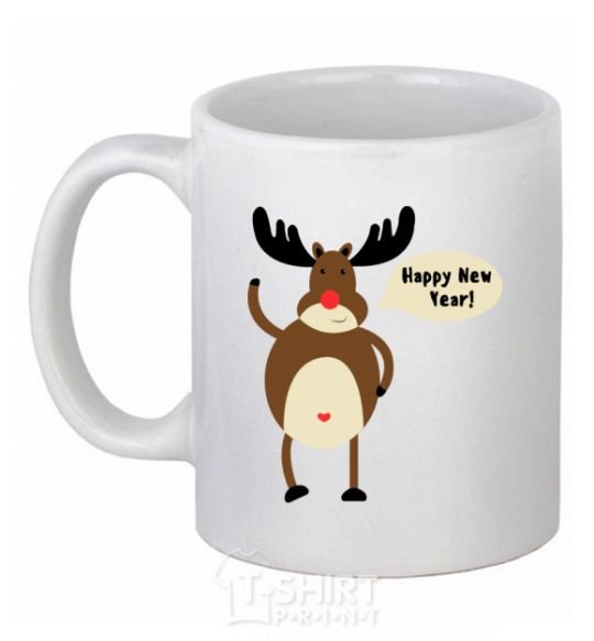 Ceramic mug Christmas Deer White фото