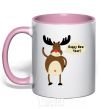 Mug with a colored handle Christmas Deer light-pink фото