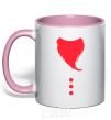 Mug with a colored handle Santa beard light-pink фото