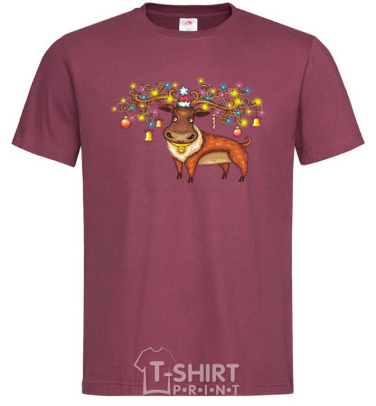 Men's T-Shirt Deer lights burgundy фото