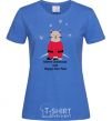 Women's T-shirt Cat Santa royal-blue фото