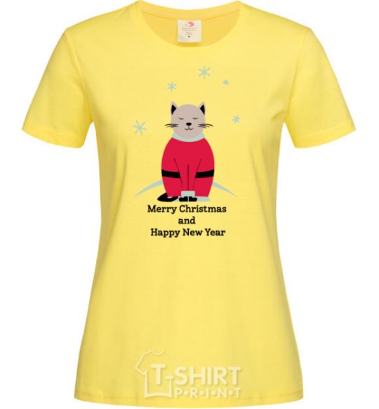 Women's T-shirt Cat Santa cornsilk фото