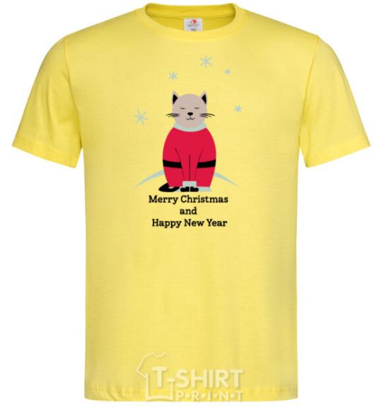 Men's T-Shirt Cat Santa cornsilk фото