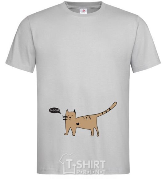 Men's T-Shirt cat love grey фото