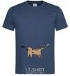 Men's T-Shirt cat love navy-blue фото