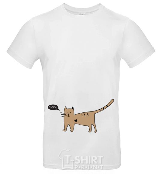 Men's T-Shirt cat love White фото