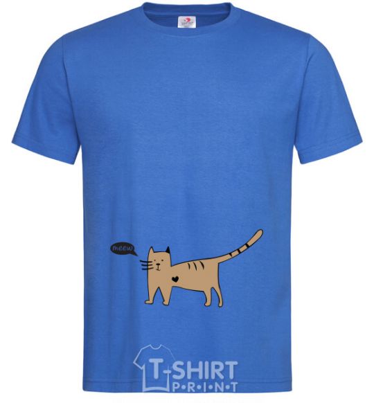 Men's T-Shirt cat love royal-blue фото