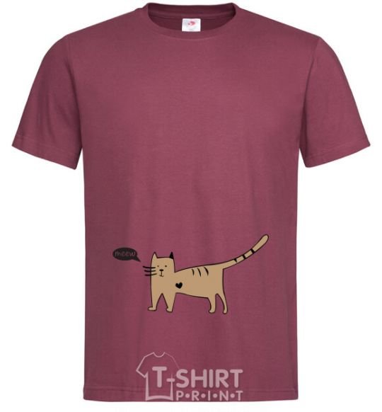 Men's T-Shirt cat love burgundy фото