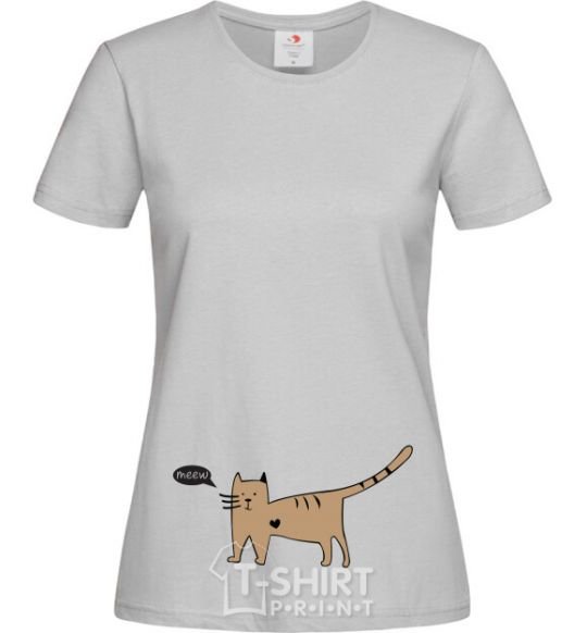 Women's T-shirt cat love grey фото