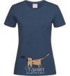 Women's T-shirt cat love navy-blue фото